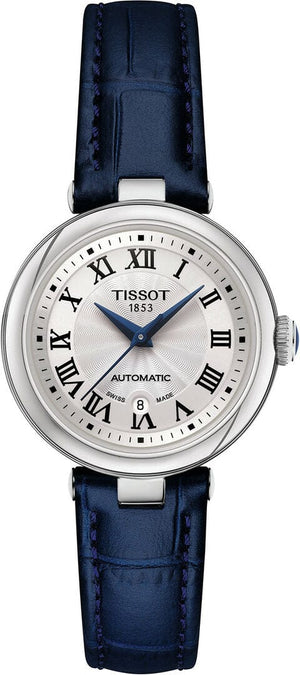 Buy Shop Tissot Bellissima Automatic Silver Dial Blue Leather Strap Watch For Women - T126.207.16.013.00 USA Online
