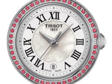 Buy Shop Tissot Bellissima Small Lady Diamonds Mother of Pearl Dial Red Leather Strap Watch For Women - T126.010.66.113.00 USA Online