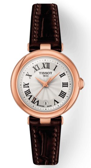 Buy Shop Tissot Bellissima Small Lady White Dial Brown Leather Strap Watch For Women - T126.010.36.013.00 USA Online