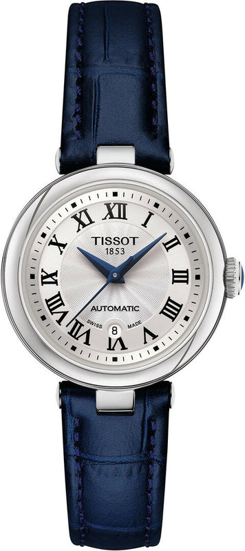 Buy Shop Tissot Bellissima Automatic Silver Dial Blue Leather Strap Watch For Women - T126.207.16.013.00 USA Online