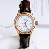 Buy Shop Tissot Carson Automatic White Dial Brown Leather Strap Watch For Women - T085.207.36.011.00 USA Online