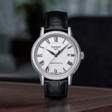 Buy Shop Tissot Carson Powermatic 80 White Dial Black Leather Strap Watch For Men - T085.407.16.013.00 USA Online