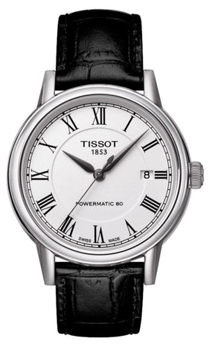 Buy Shop Tissot Carson Powermatic 80 White Dial Black Leather Strap Watch For Men - T085.407.16.013.00 USA Online