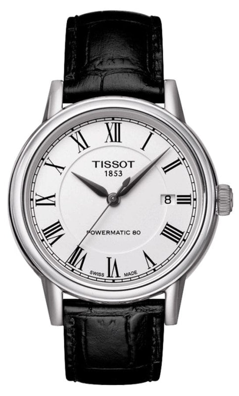 Buy Shop Tissot Carson Powermatic 80 White Dial Black Leather Strap Watch For Men - T085.407.16.013.00 USA Online