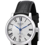 Buy Shop Tissot Carson Premium Automatic Lady Silver Dial Black Leather Strap Watch for Women - T122.207.16.033.00 USA Online