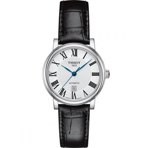 Buy Shop Tissot Carson Premium Automatic Lady Silver Dial Black Leather Strap Watch for Women - T122.207.16.033.00 USA Online