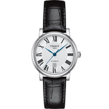 Buy Shop Tissot Carson Premium Automatic Lady Silver Dial Black Leather Strap Watch for Women - T122.207.16.033.00 USA Online