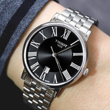 Buy Shop Tissot Carson Premium Black Dial Silver Steel Strap Watch For Men - T122.410.11.053.00 USA Online