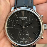Buy Shop Tissot Carson Premium Chronograph Black Dial Black Leather Strap Watch For Men - T122.417.16.051.00 USA Online