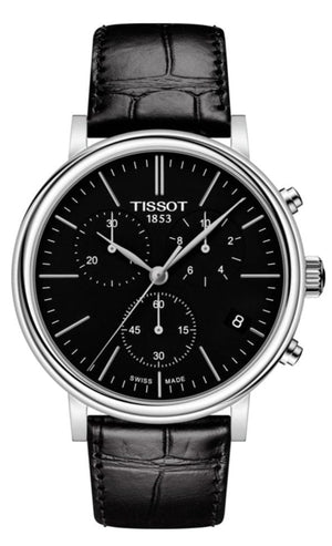 Buy Shop Tissot Carson Premium Chronograph Black Dial Black Leather Strap Watch For Men - T122.417.16.051.00 USA Online
