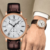 Buy Shop Tissot Carson Premium Chronograph Silver Dial Brown Leather Strap Watch For Men - T122.417.36.033.00 USA Online