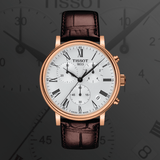 Buy Shop Tissot Carson Premium Chronograph Silver Dial Brown Leather Strap Watch For Men - T122.417.36.033.00 USA Online
