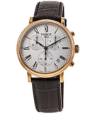 Buy Shop Tissot Carson Premium Chronograph Silver Dial Brown Leather Strap Watch For Men - T122.417.36.033.00 USA Online