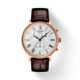 Buy Shop Tissot Carson Premium Chronograph Silver Dial Brown Leather Strap Watch For Men - T122.417.36.033.00 USA Online