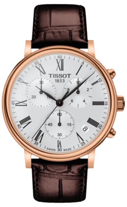 Buy Shop Tissot Carson Premium Chronograph Silver Dial Brown Leather Strap Watch For Men - T122.417.36.033.00 USA Online