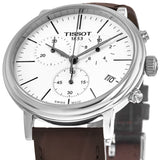 Buy Shop Tissot Carson Premium Chronograph White Dial Brown Leather Strap Watch For Men - T122.417.16.011.00 USA Online