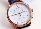 Buy Shop Tissot Carson Premium Chronograph White Dial Brown Leather Strap Watch For Men - T122.417.36.011.00 USA Online
