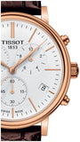 Buy Shop Tissot Carson Premium Chronograph White Dial Brown Leather Strap Watch For Men - T122.417.36.011.00 USA Online