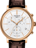 Buy Shop Tissot Carson Premium Chronograph White Dial Brown Leather Strap Watch For Men - T122.417.36.011.00 USA Online