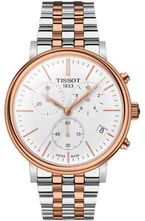 Buy Shop Tissot Carson Premium Chronograph White Dial Two Tone Steel Strap Watch For Men - T122.417.22.011.00 USA Online