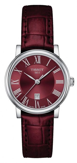 Buy Shop Tissot Carson Premium Lady Maroon Dial Maroon Leather Strap Watch For Women - T122.210.16.373.00 USA Online