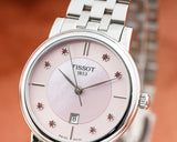 Buy Shop Tissot Carson Premium Lady Mother of Pearl Pink Dial Silver Steel Strap Watch For Women - T122.210.11.159.00 USA Online