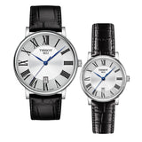 Buy Shop Tissot Carson Premium Lady Silver Dial Black Leather Strap Watch For Women - T122.210.16.033.00 USA Online