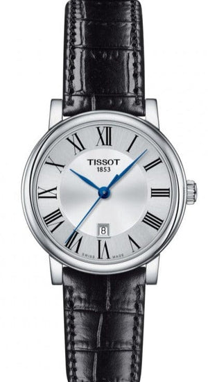 Buy Shop Tissot Carson Premium Lady Silver Dial Black Leather Strap Watch For Women - T122.210.16.033.00 USA Online
