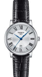 Buy Shop Tissot Carson Premium Lady Silver Dial Black Leather Strap Watch For Women - T122.210.16.033.00 USA Online