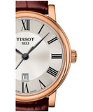Buy Shop Tissot Carson Premium Lady Silver Dial Brown Leather Strap Watch For Women - T122.210.36.033.00 USA Online