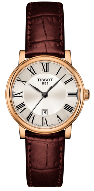 Buy Shop Tissot Carson Premium Lady Silver Dial Brown Leather Strap Watch For Women - T122.210.36.033.00 USA Online
