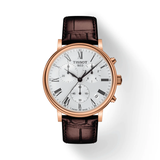 Buy Shop Tissot Carson Premium Chronograph Silver Dial Brown Leather Strap Watch For Men - T122.417.36.033.00 USA Online