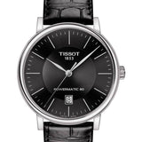 Buy Shop Tissot Carson Premium Powermatic 80 Black Dial Black Leather Strap Watch For Men - T122.407.16.051.00 USA Online