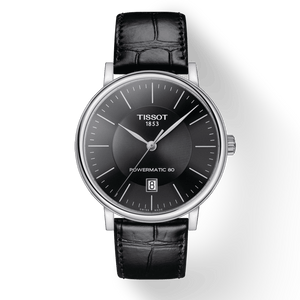 Buy Shop Tissot Carson Premium Powermatic 80 Black Dial Black Leather Strap Watch For Men - T122.407.16.051.00 USA Online