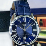 Buy Shop Tissot Carson Premium Powermatic 80 Blue Dial Blue Leather Strap Watch For Men - T122.407.16.043.00 USA Online