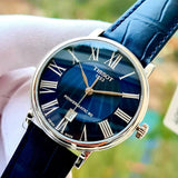Buy Shop Tissot Carson Premium Powermatic 80 Blue Dial Blue Leather Strap Watch For Men - T122.407.16.043.00 USA Online