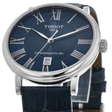 Buy Shop Tissot Carson Premium Powermatic 80 Blue Dial Blue Leather Strap Watch For Men - T122.407.16.043.00 USA Online