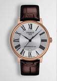 Buy Shop Tissot Carson Premium Powermatic 80 Silver Dial Brown Leather Strap Watch For Men - T122.407.36.033.00 USA Online