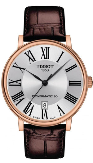 Buy Shop Tissot Carson Premium Powermatic 80 Silver Dial Brown Leather Strap Watch For Men - T122.407.36.033.00 USA Online