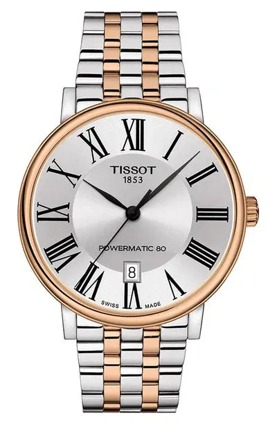 Buy Shop Tissot Carson Premium Powermatic 80 Silver Dial Two Tone Steel Strap Watch For Men - T122.407.22.033.00 USA Online