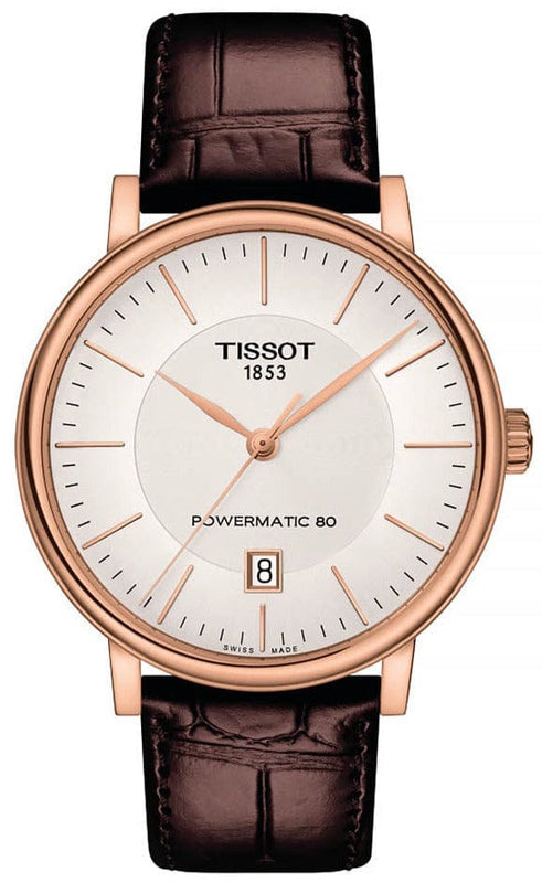 Buy Shop Tissot Carson Premium Powermatic 80 White Dial Brown Leather Strap Watch For Men - T122.407.36.031.00 USA Online