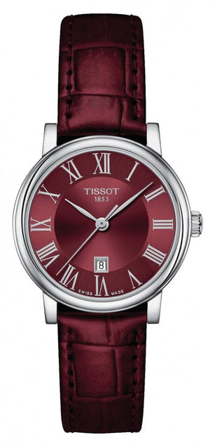 Buy Shop Tissot Carson Premium Lady Maroon Dial Maroon Leather Strap Watch For Women - T122.210.16.373.00 USA Online
