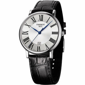 Buy Shop Tissot Carson Premium Silver Dial Black Leather Strap Watch For Men - T122.410.16.033.00 USA Online