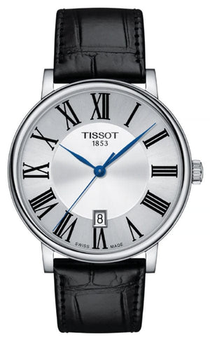 Buy Shop Tissot Carson Premium Silver Dial Black Leather Strap Watch For Men - T122.410.16.033.00 USA Online