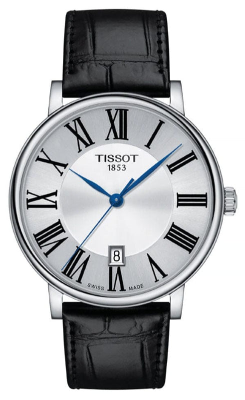 Buy Shop Tissot Carson Premium Silver Dial Black Leather Strap Watch For Men - T122.410.16.033.00 USA Online