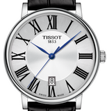 Buy Shop Tissot Carson Premium Silver Dial Black Leather Strap Watch For Men - T122.410.16.033.00 USA Online