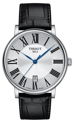 Buy Shop Tissot Carson Premium Silver Dial Black Leather Strap Watch For Men - T122.410.16.033.00 USA Online