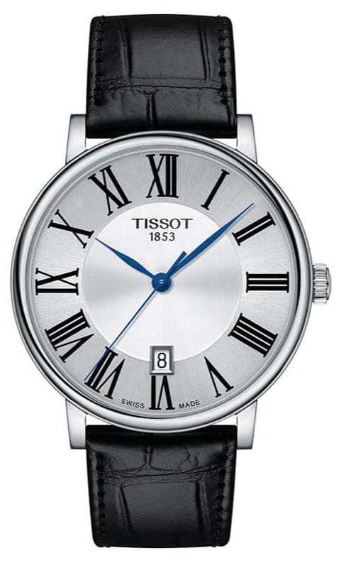 Buy Shop Tissot Carson Premium Silver Dial Black Leather Strap Watch For Men - T122.410.16.033.00 USA Online