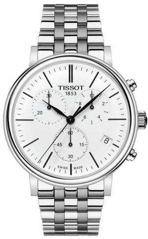 Buy Shop Tissot Carson Premium White Dial Silver Steel Strap Watch For Men - T122.417.11.011.00 USA Online