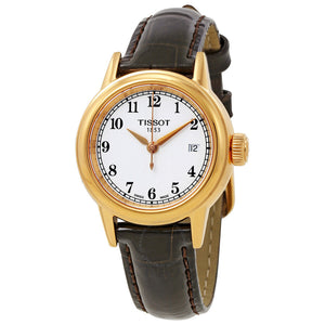 Buy Shop Tissot Carson White Dial Brown Leather Strap Watch For Women - T085.210.36.012.00 USA Online